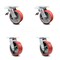 Service Caster 6 Inch Red Poly on Steel Caster Set with Roller Bearing 2 Total Lock Brake SCC SCC-TTL30S620-PUR-RS-2-S-2 - alternate 1